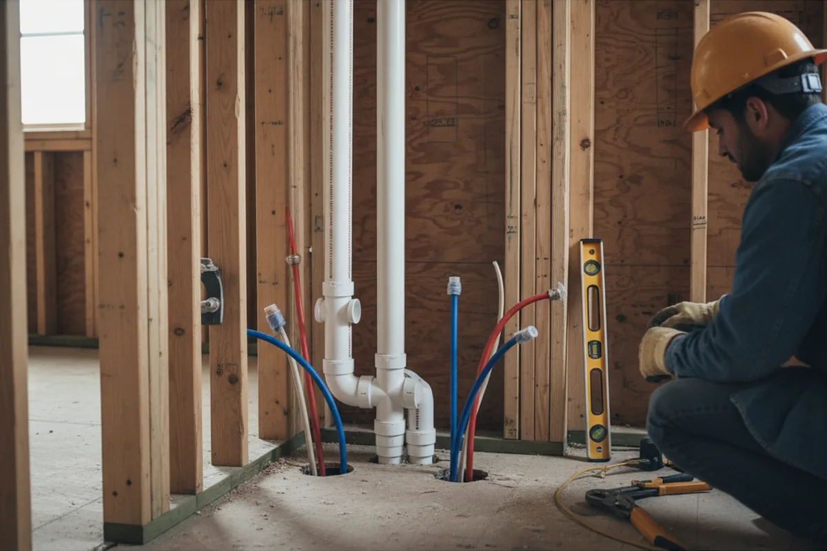 Drain and supply rough-in during Sump Pump Repair in Port Reading
